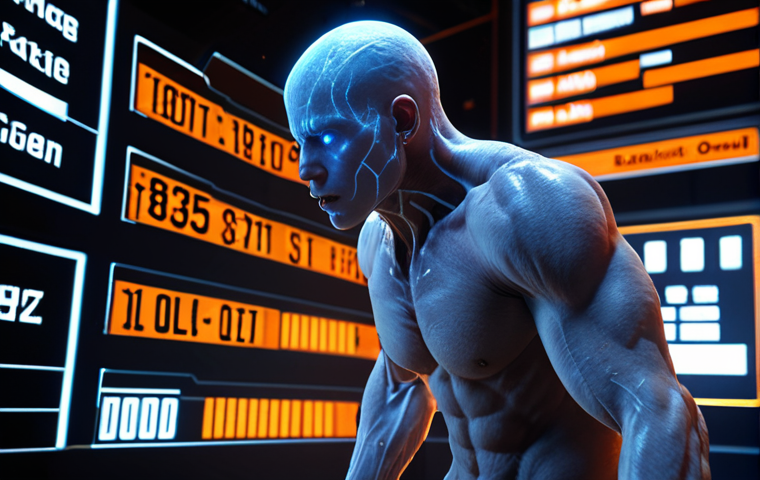 **
A character from Hit 2, overwhelmed by attribute choices, surrounded by glowing stats (STR, DEX, INT, CON). Focus on the anxiety and complexity of build optimization.
**